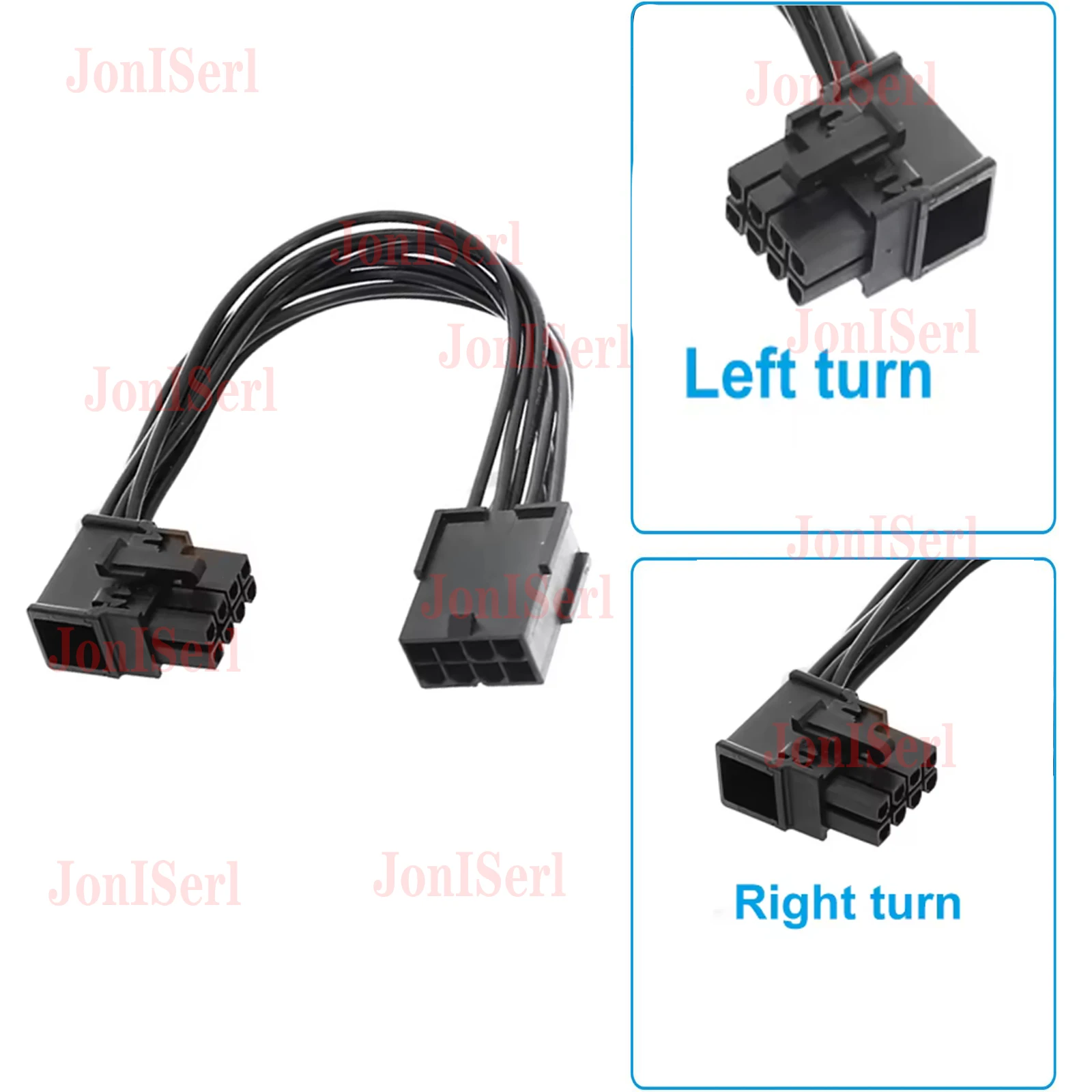 10 Pcs PCIE 8Pin PCI-E Female to Male left bent /right bent extension connector adapter Cable for GPU Video Card   15CM/5.9Inch