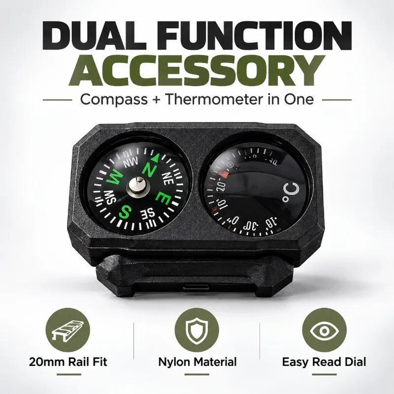 Nylon Made Mini Compass Thermometer Decor Piece Fine Workmanship Hobby Accessory for 20mm Rail System