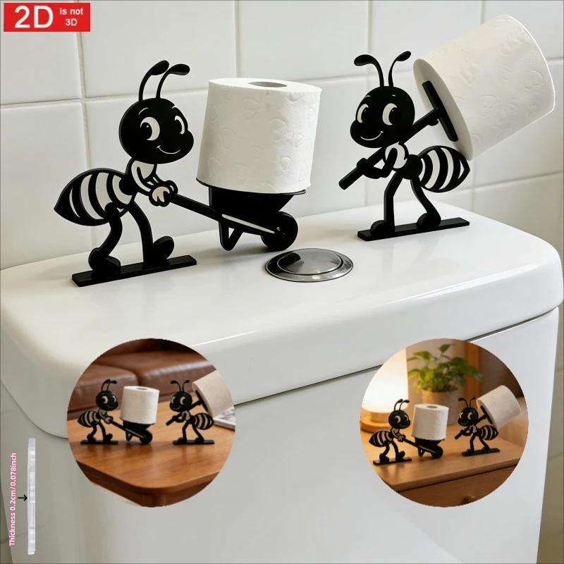 2D 2-Pack New Ant Shaped Tissue Holder, Multifunctional Toilet Paper Storage Ornament, Stable Standing and Not Easy to Tip over