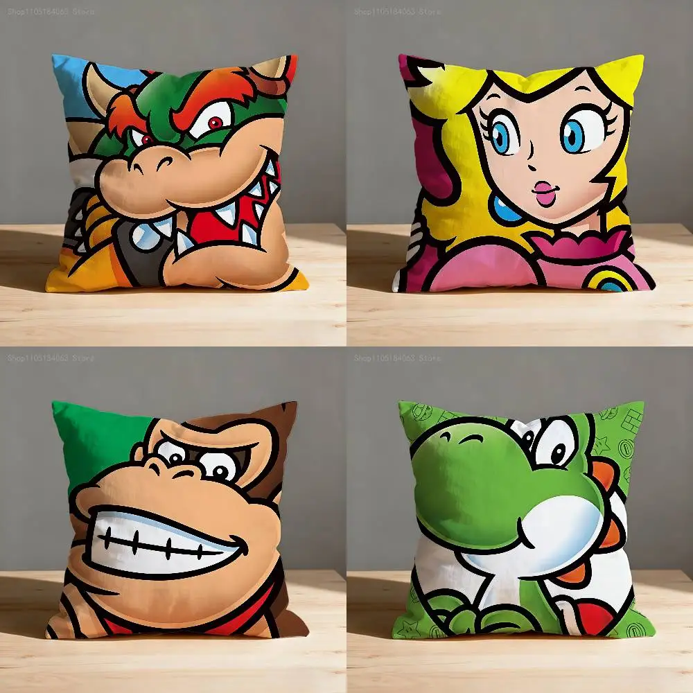 

B-Bowser Princess D-Donkey Kong Pillow Case For Sofa Decor Car Office Room Printing Cushion Cover Decorations and Protector