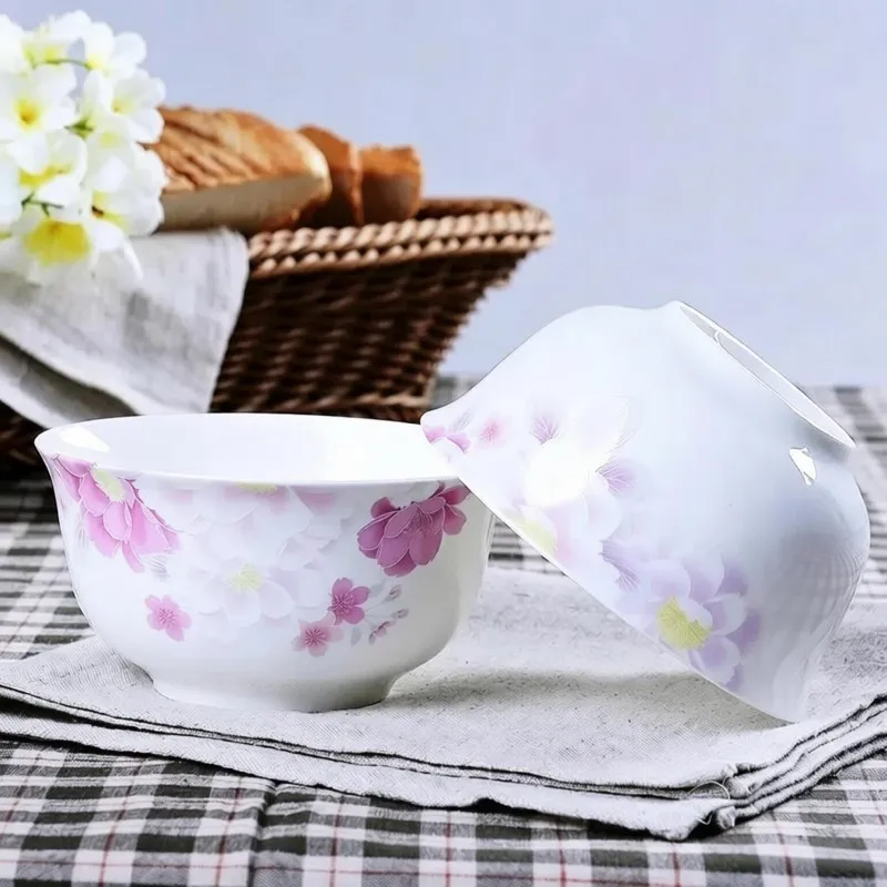 6pcs, 4.5inch, bone china lunch bowl for rice and soup, ceramic japanese rice bowl,  porcelain rice noodles bowl, korean style