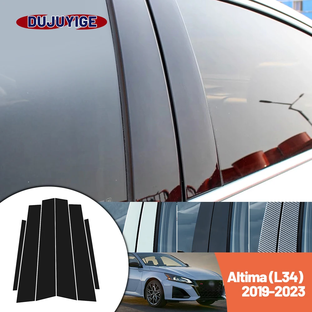 

Bright black carbon fiber door and window B C Pillar sticker suitable For Nissan Altima L34 2019-2023 2020 2021 2022