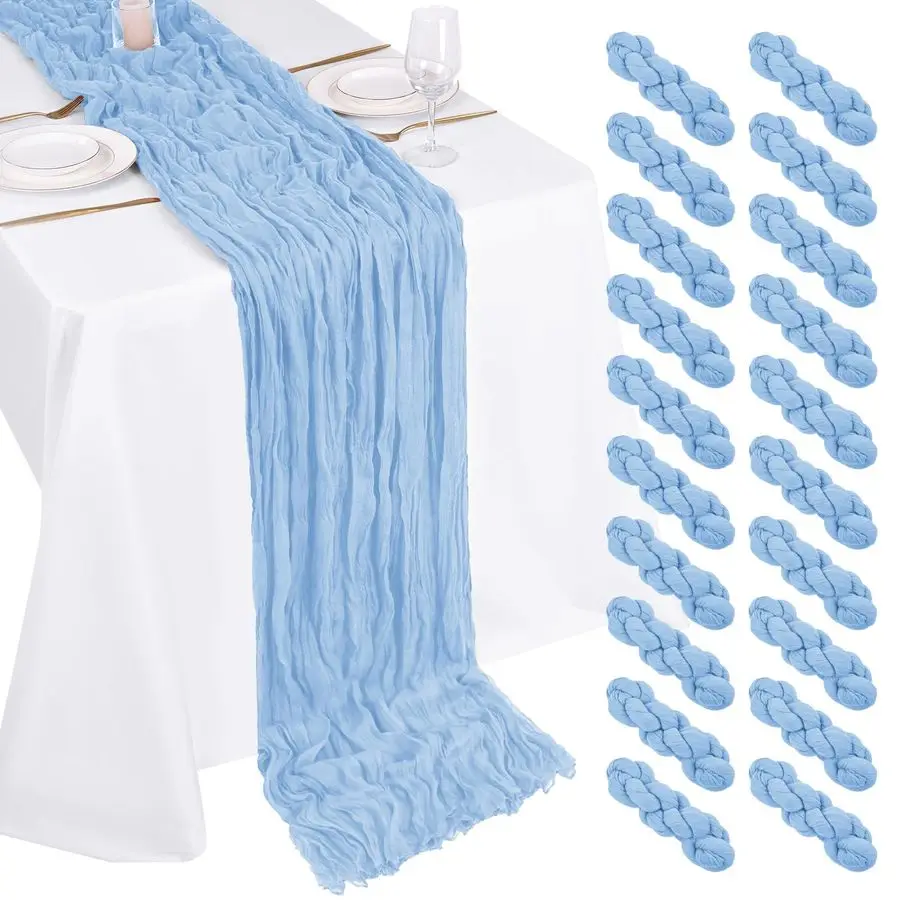 

Pack Cheesecloth Table Runner 17x108 Inch Light Blue Boho Gauze Cheese Cloth Table Runners for Baby Bridal Shower Decoration Wed