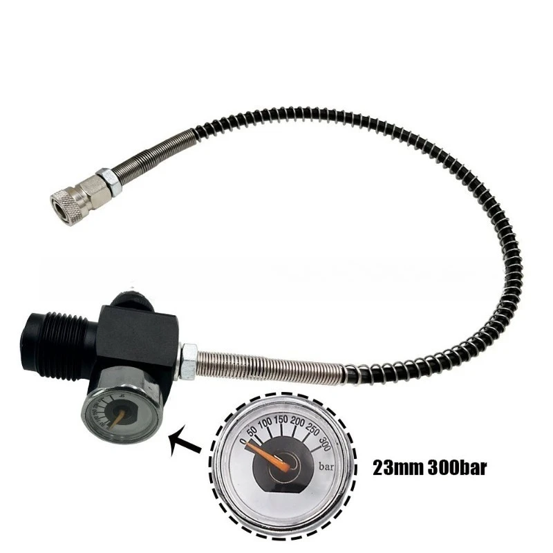 G5/8'' Thread Inflation Connector With 1/8'' BSPP DN3 Tube Spring Tube Pressure Gauge