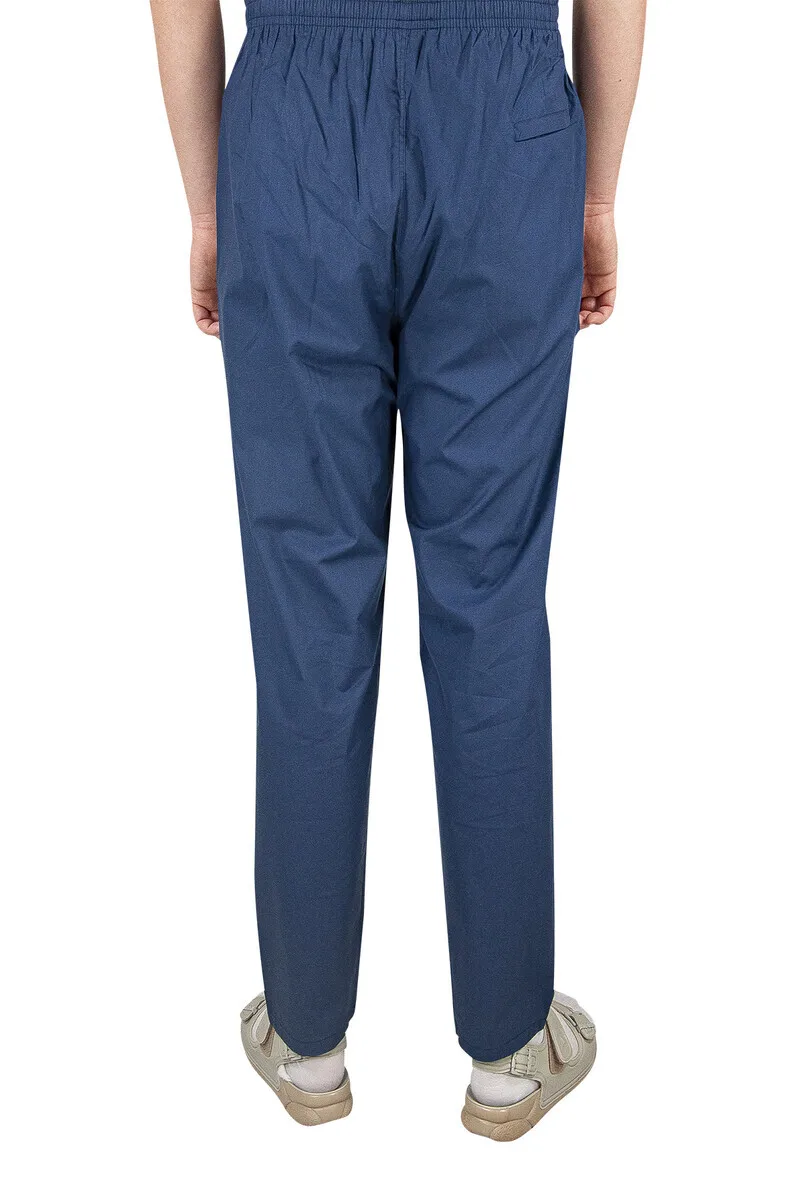 Iqrr – pantalon sarouel d'été en lin, taille élastique, bleu marine