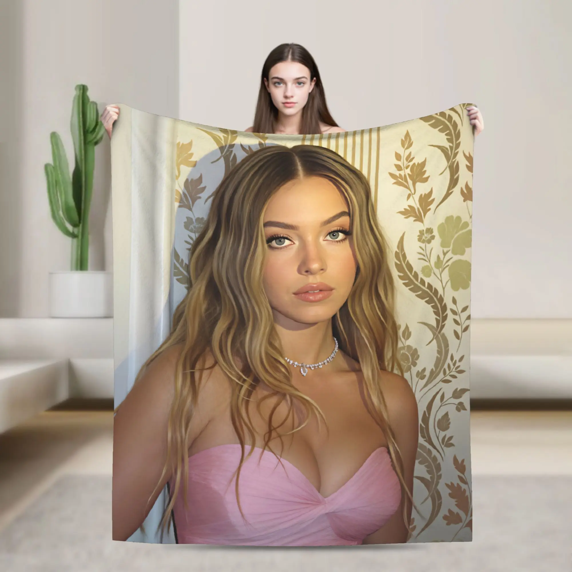Sydney Sweeneys  Plush Blanket Boy Girl  Flannel Throw Blanket For Living Room Warm Custom DIY Quality Bedspread Gift Idea