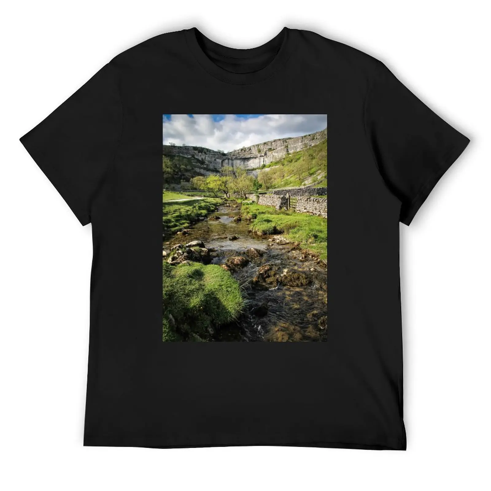 Malham Cove Stream T-Shirt plain vintage clothes graphic tee shirt blanks tee shirts for men