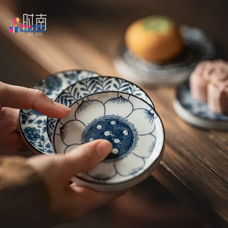 Blue And White Porcelain Ceramic Small Plate Chinese Style Tea Snack Dish Elegant Mini Pastry Tray Engagement Wedding Display