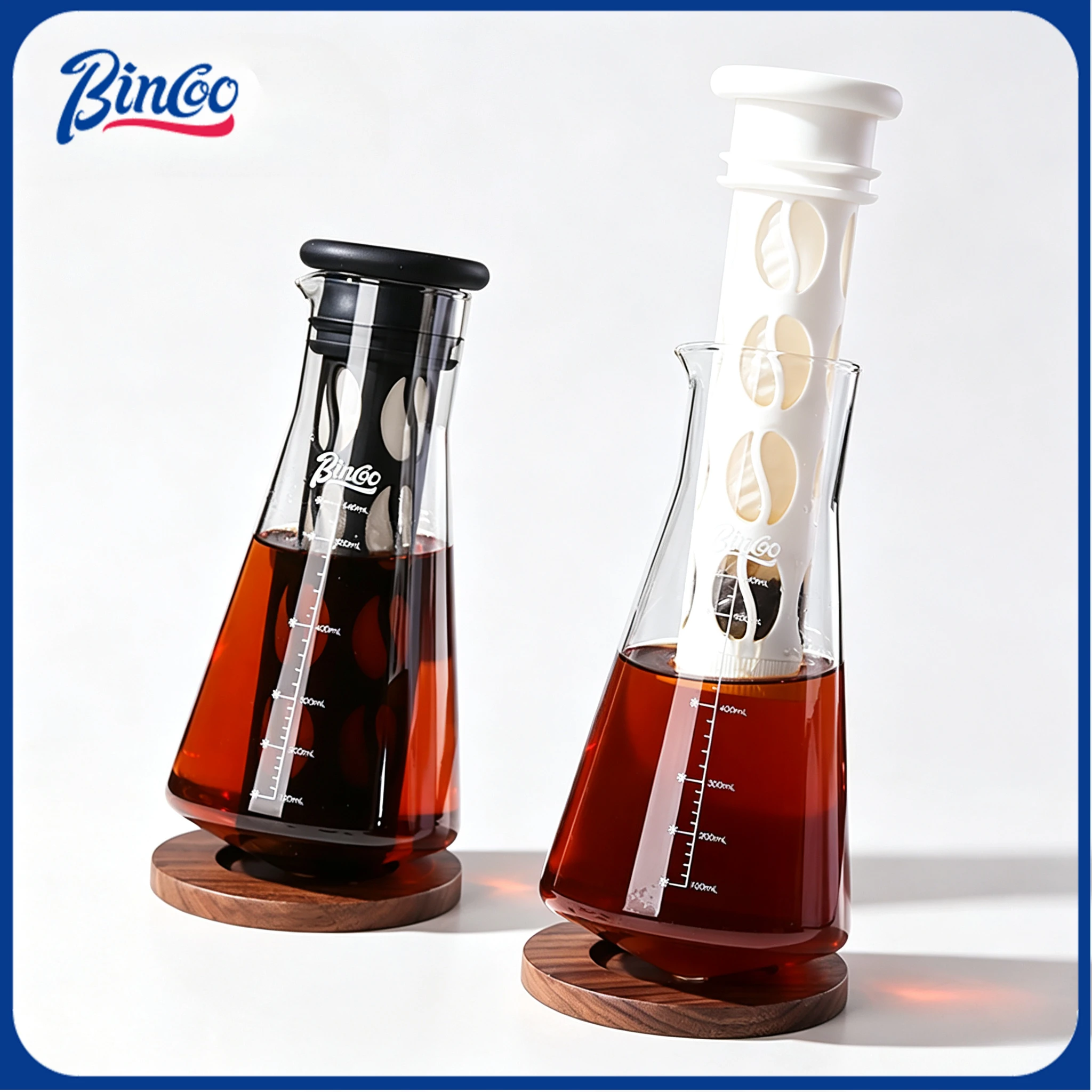 Bincoo Glass Cold Brew Pitcher with Lid – Large Capacity Iced Coffee Maker, Fruit Tea Infusion Carafe for Fridge Use