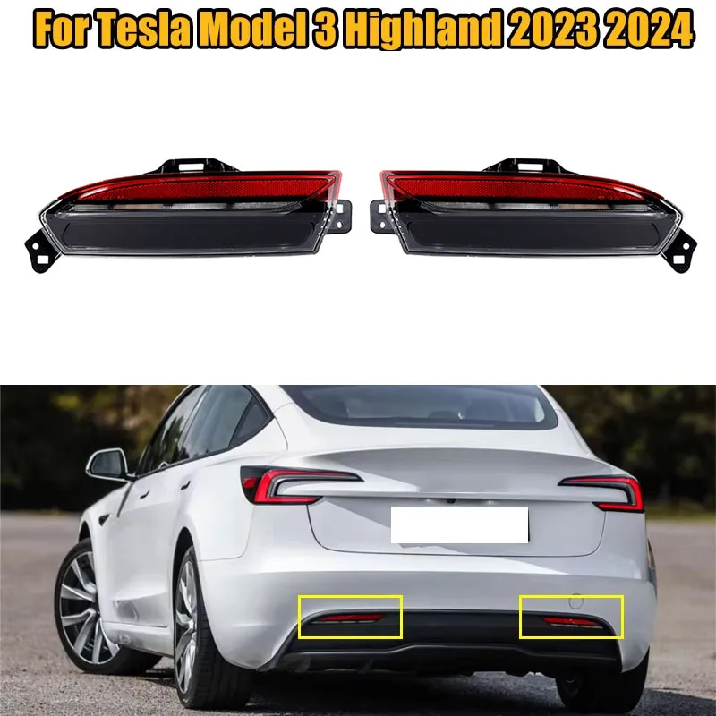 For Tesla Model 3 Highland 2023 2024 Rear Bumper Fog Light Reflector Strip 1712513-00-D 1712514-00-D Car Accessories