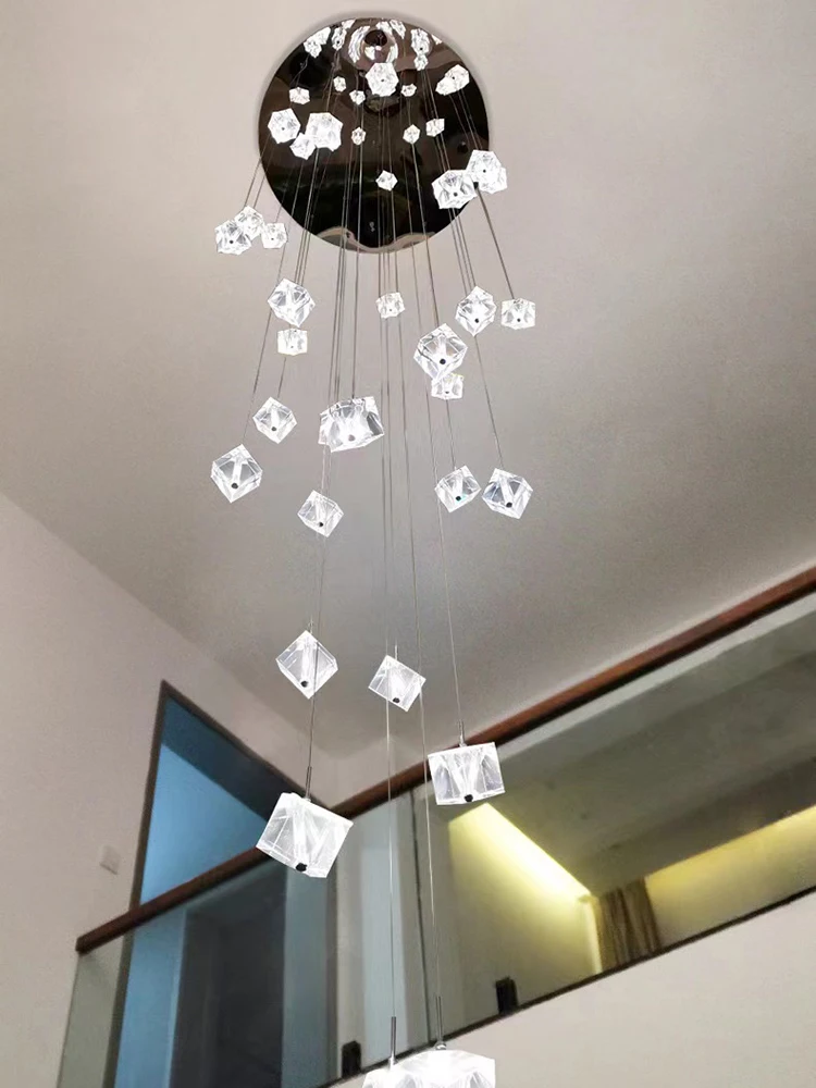 Plafonnier led en cristal K9 au design nordique moderne, éclairage d'intérieur, luminaire décoratif de plafond, idéal pour un loft, un salon, des escaliers ou une salle d'exposition