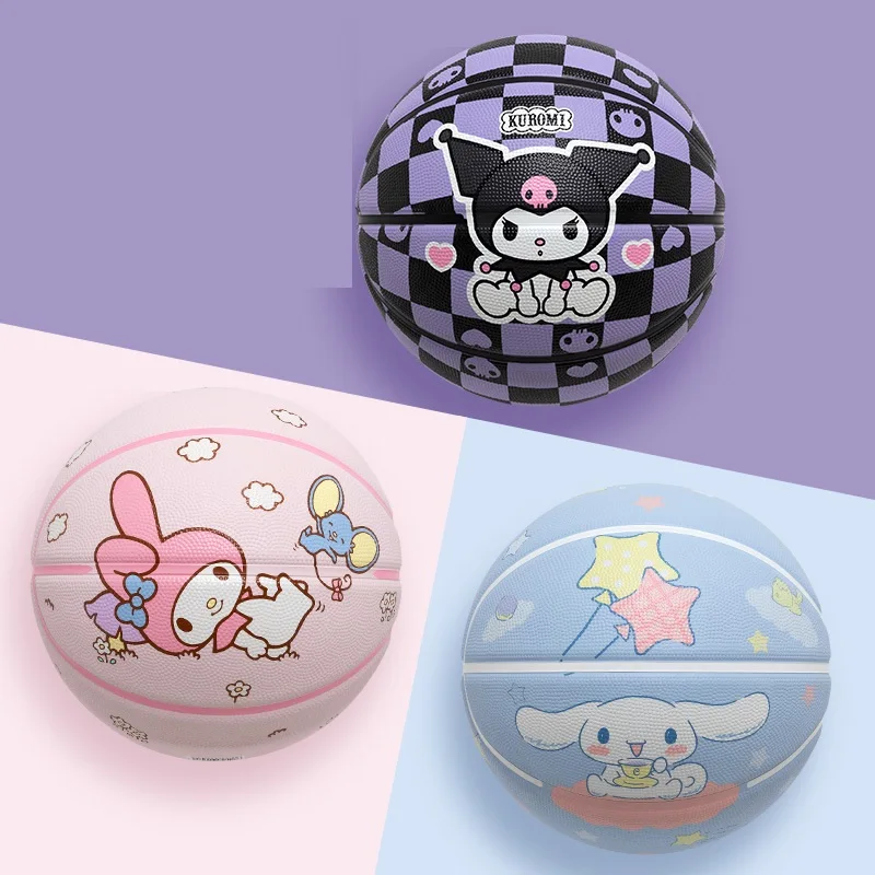 Hot Sanrio Kawaii Number 7 Standard Basketball Hello Kitty Cartoon Anti-Slip Ball Kuromi Cartoon Student Major Train New Style