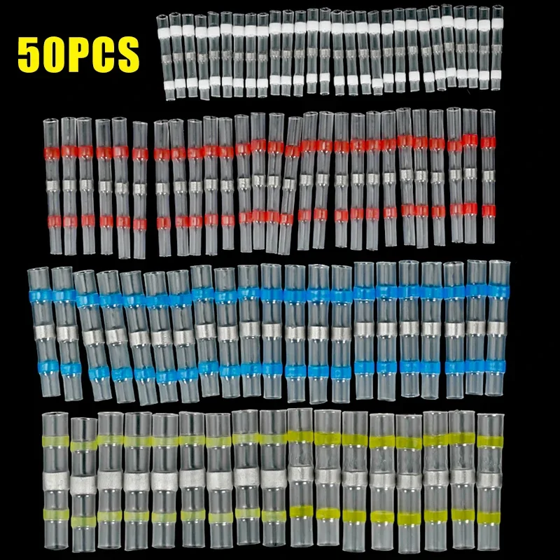 50PCS Waterproof Solder Seal Heat Shrink Tube Wire Connectors Terminals With Soldering Sleeves