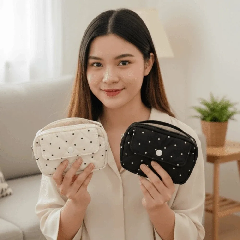 Polka Dot Tampon Storage Bag Large Capacity Thickened Cotton Coin Purse Embroidered Polyester Pouches Bag Organizer Storage