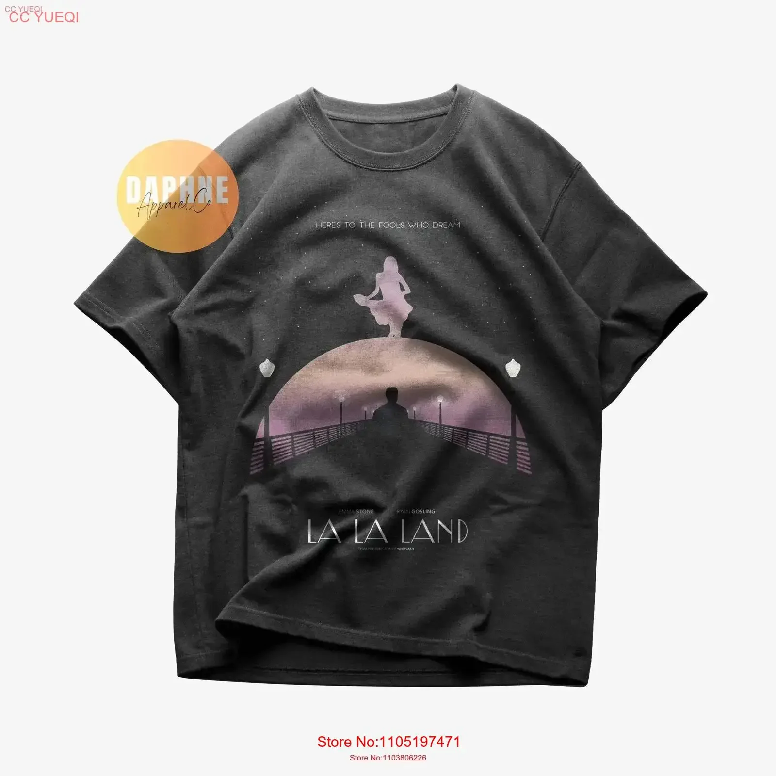قميص Vintage La Land Here to the fools الذي يحلم إيما ستون رايان جوسلينج تي شيرت ممتاز له برسومات مغسولة عتيقة #1