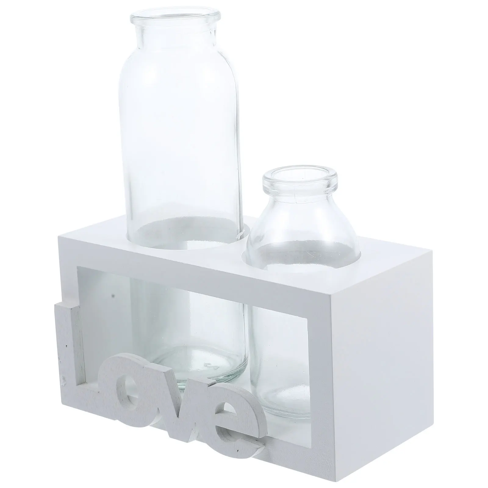 

1Set Hydroponic Flowerpot Glass Vase Wooden Stand Durable Desktop Plant Holder Indoor Garden Decoration Water Container