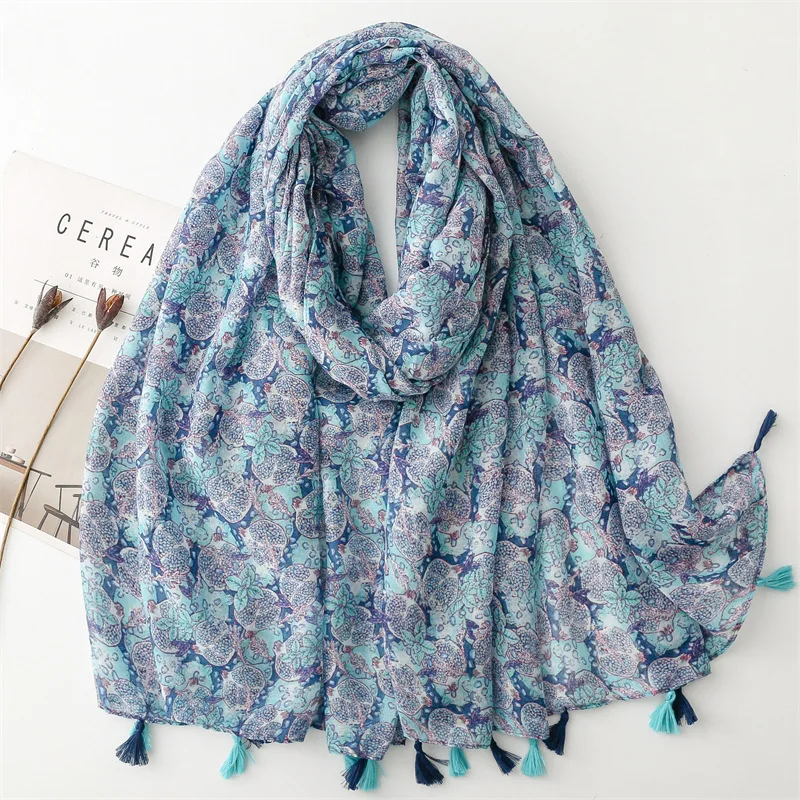 30 Colors Aztec Geometric Floral Tassel Viscose Shawl Scarf High Quality Wrap Thin Pashmina Stole Bufandas Muslim Hijab 180*90Cm