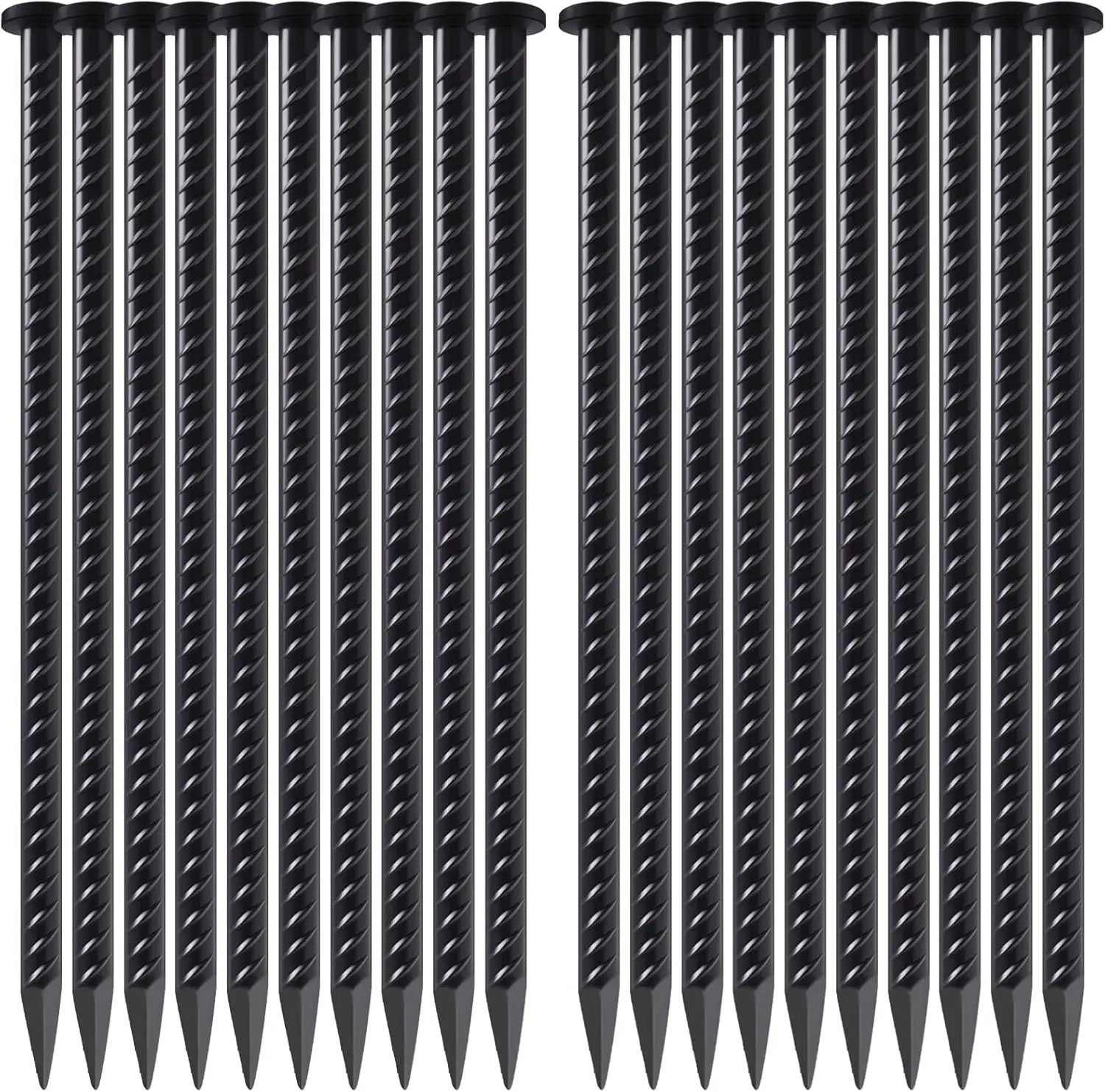 

20 Pack Rebar Stakes 16 Inch Steel Ground Anchors 1/2 Inch Diameter Heavy Duty Landscaping Edging Stakes for Speed Bump, Tent