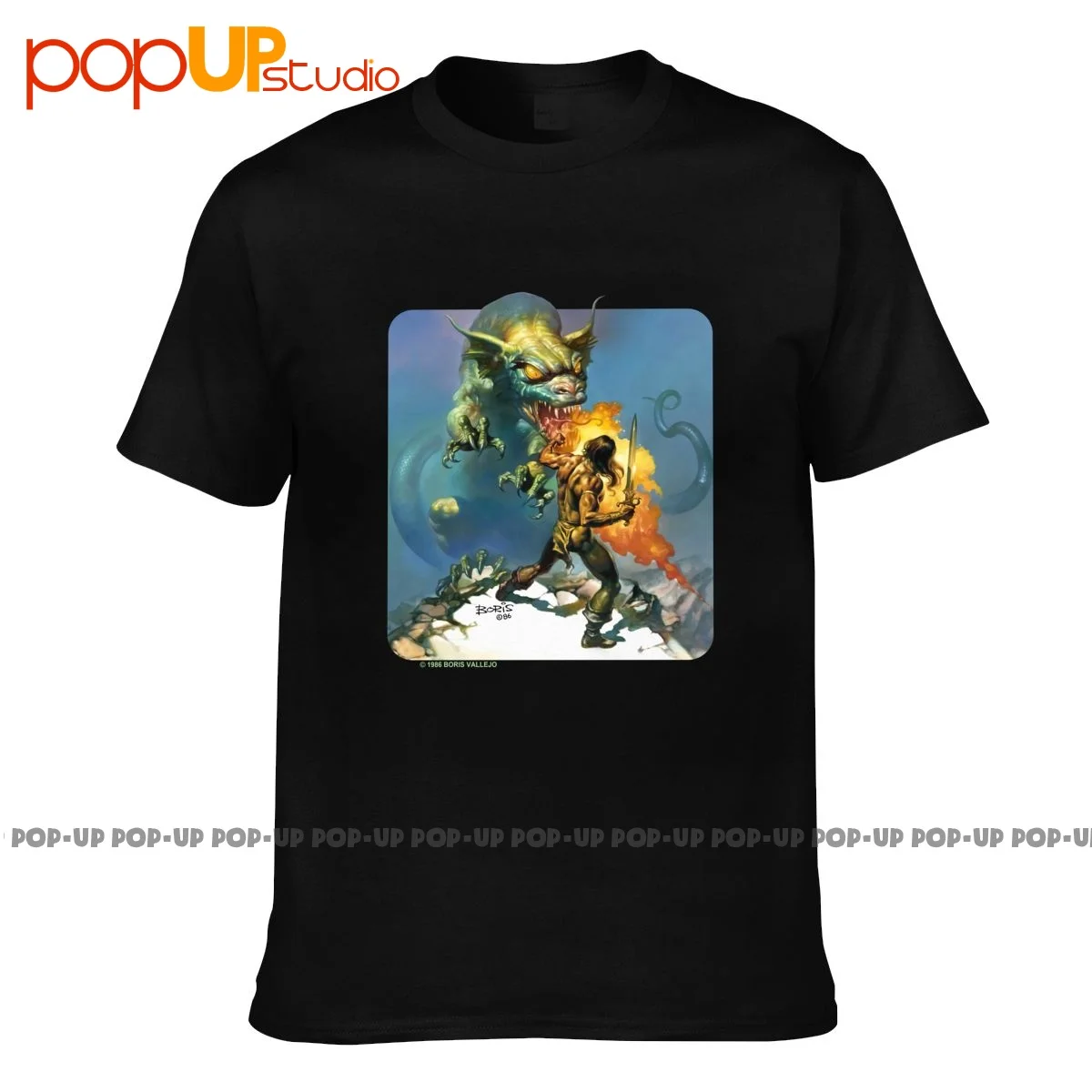 Camiseta de dibujos animados de Boris Vallejo Conan The bárbaro, Vintage, diseño Hip Hop, 1986