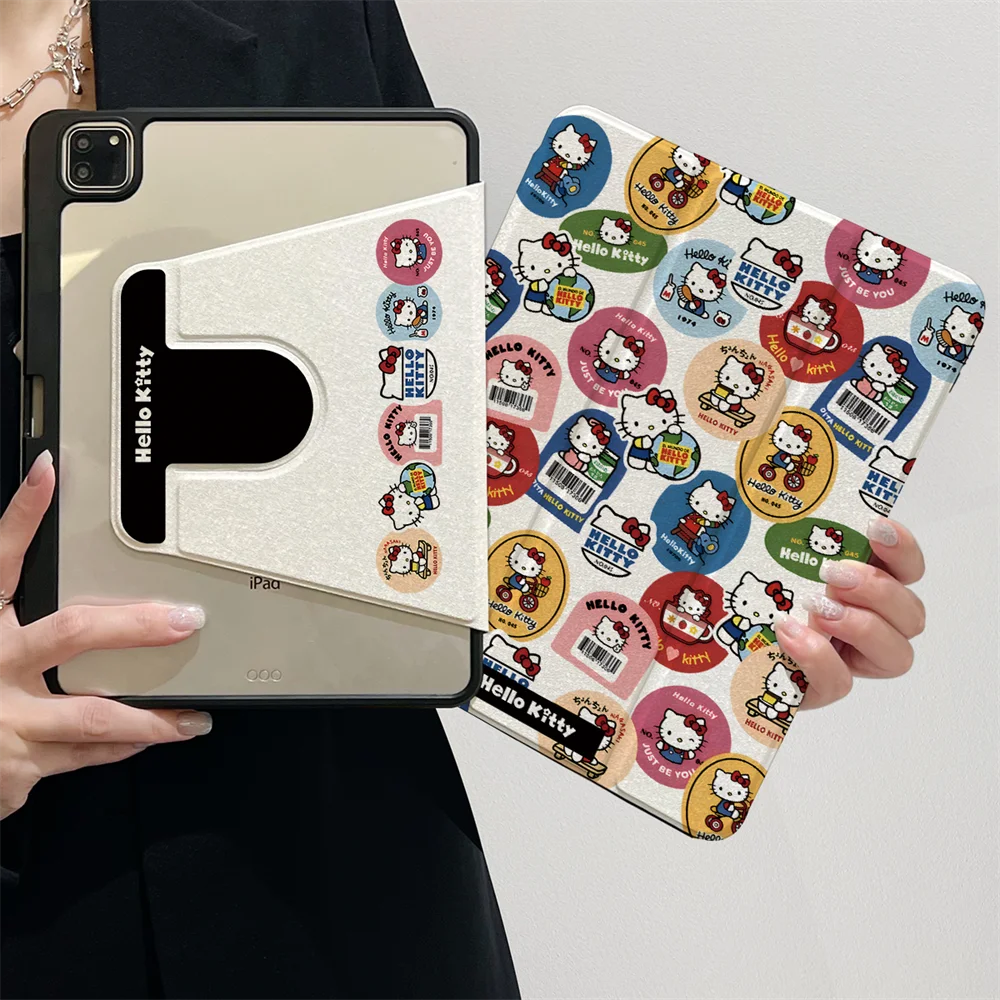 

Чехол Hello Kitty для iPad A16 11th 2025 10th 10.9 Mini 7/6, противоударный вращающийся чехол с подставкой для iPad Air 11 Pro11 10,2/10,5 9,7