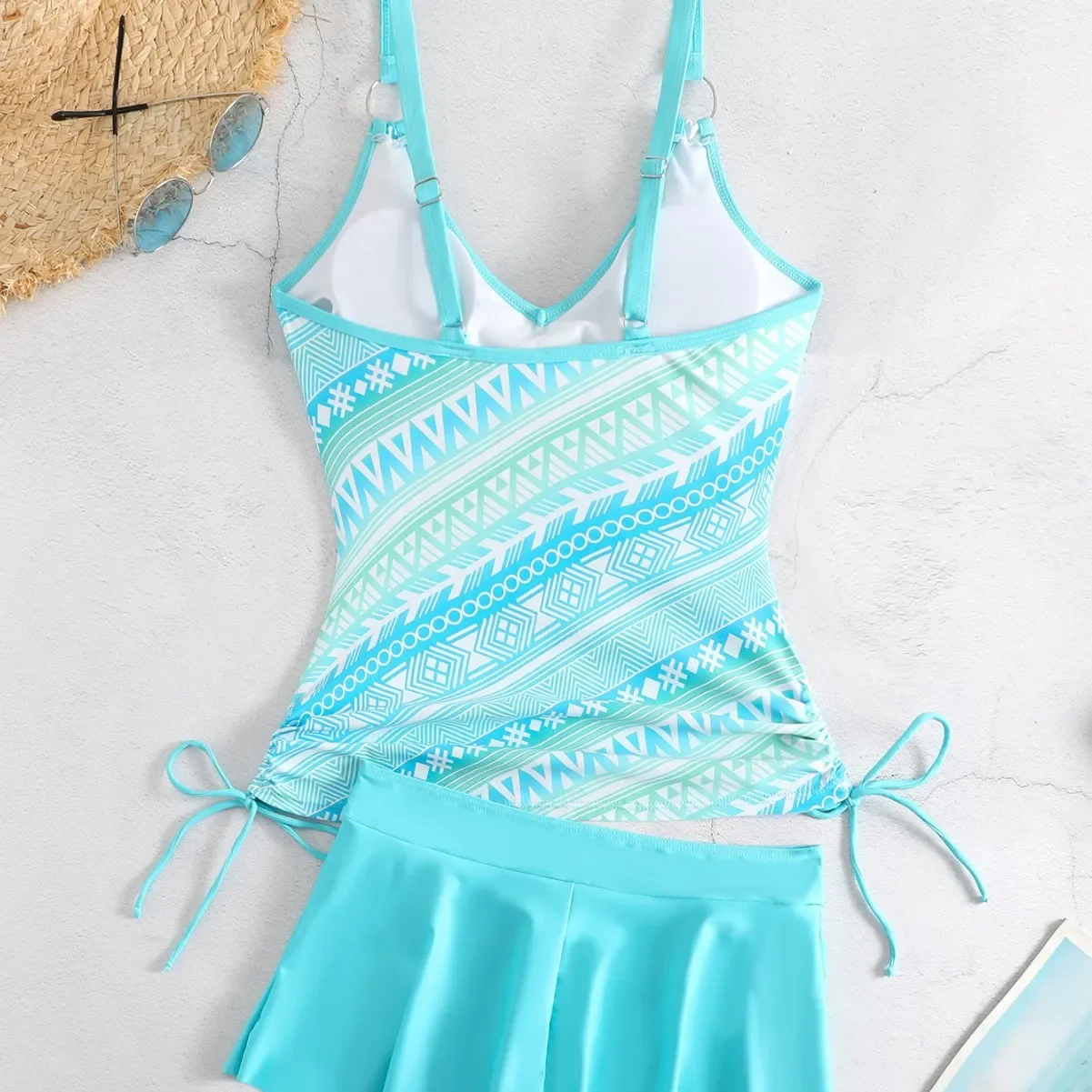 여성 수영복 두 조각은 Tankini 세트를 밀어 여름 섹시한 해변 착용 인쇄 Drawstring 수영복 인쇄 여성 수영복 스커트