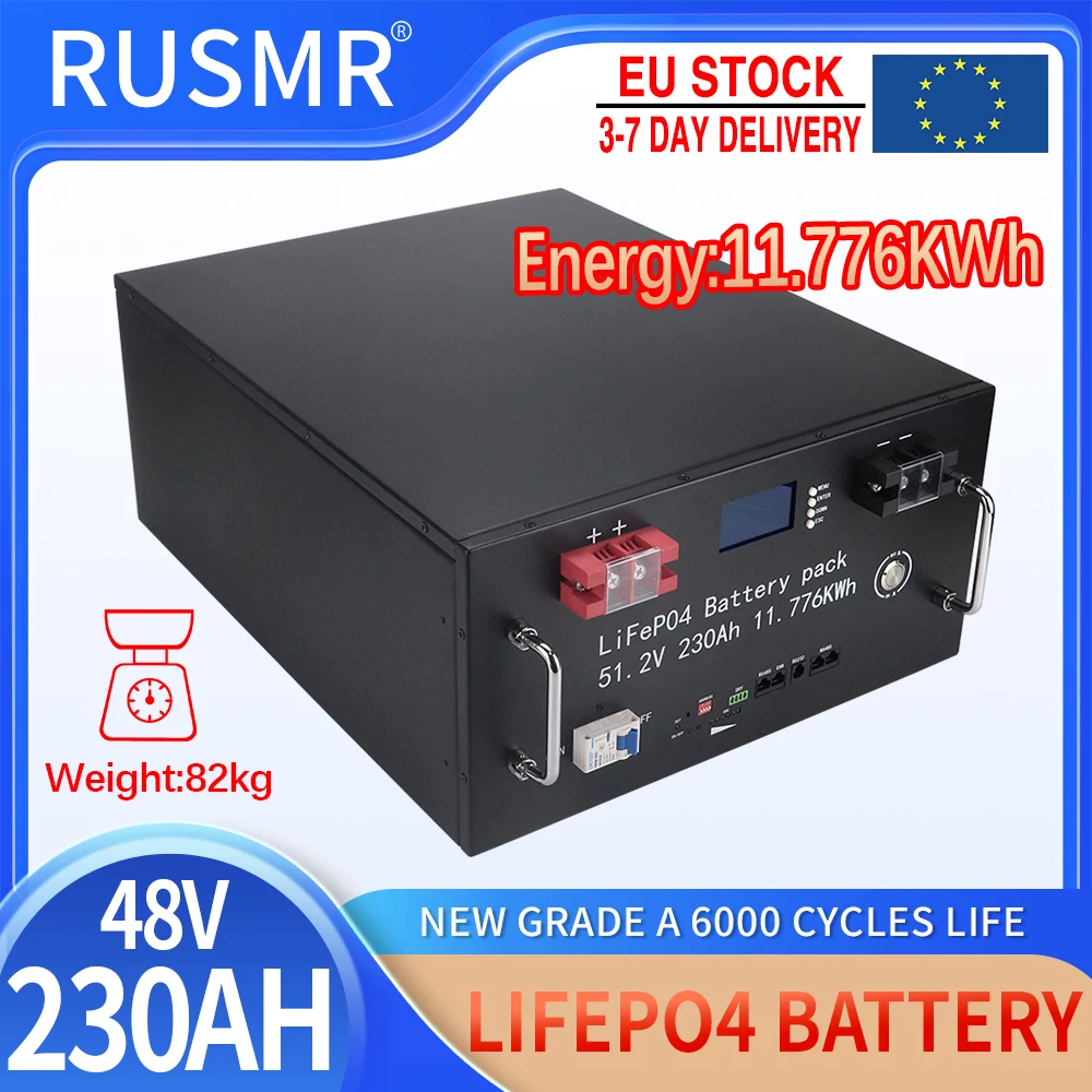

48V 230Ah LiFePO4 Battery 6000 Cycles 51.2V Lithium Iron Phosphate Batteries For Solar Home Energy Golf Car Forklift Boat Motor