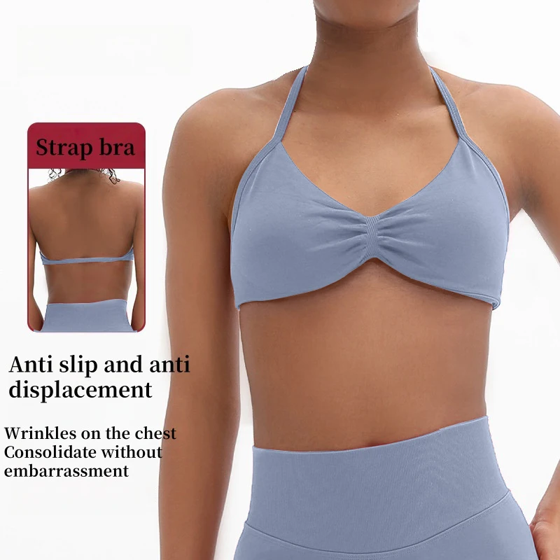 

New nylon beautiful backless bra seamless camisole high impact sports yoga gym women's fitness bra