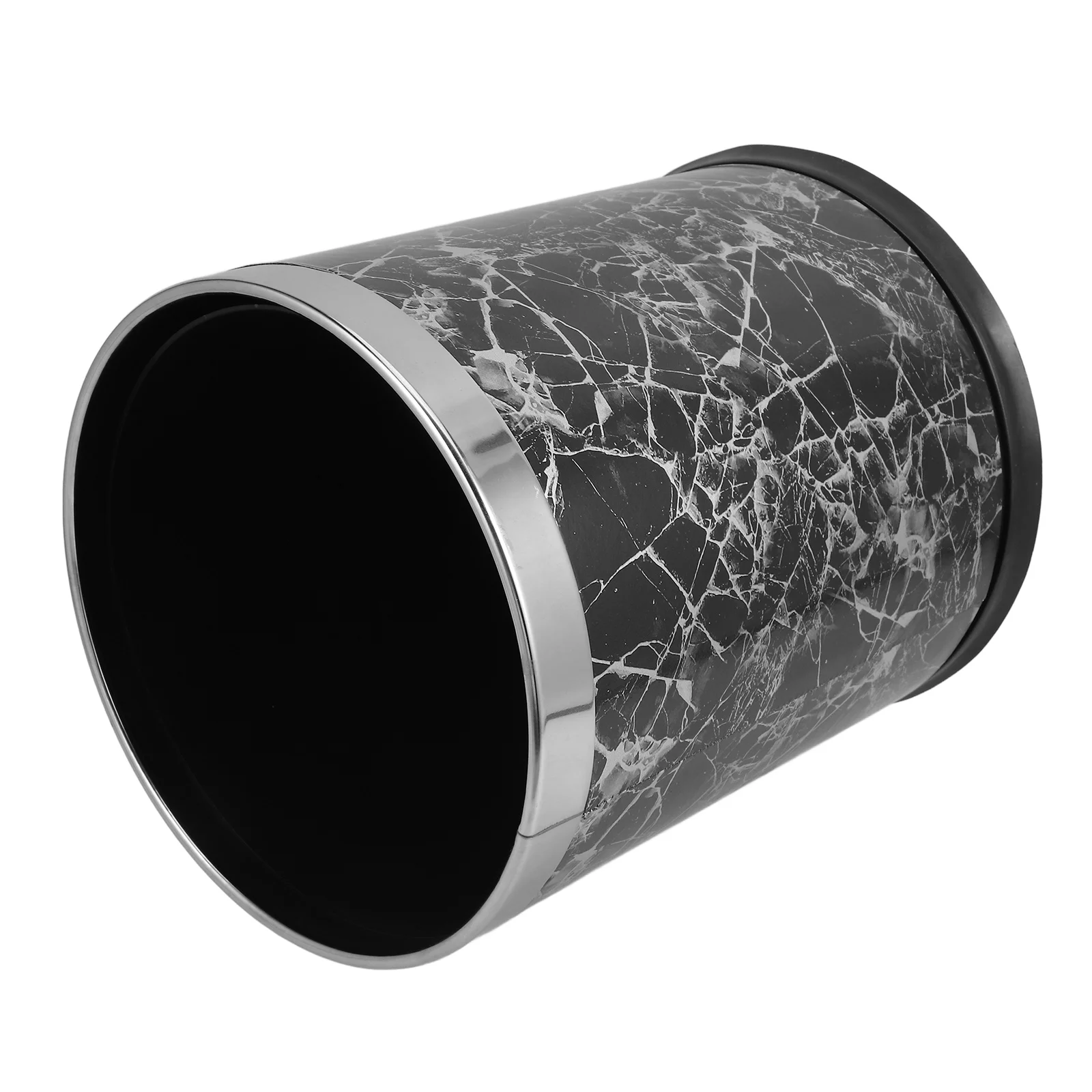 

Stainless Steel Trash Can Round Kitchen Household Garbage Bin Room Mini Marble Texture Waste Container Large Practical Stable