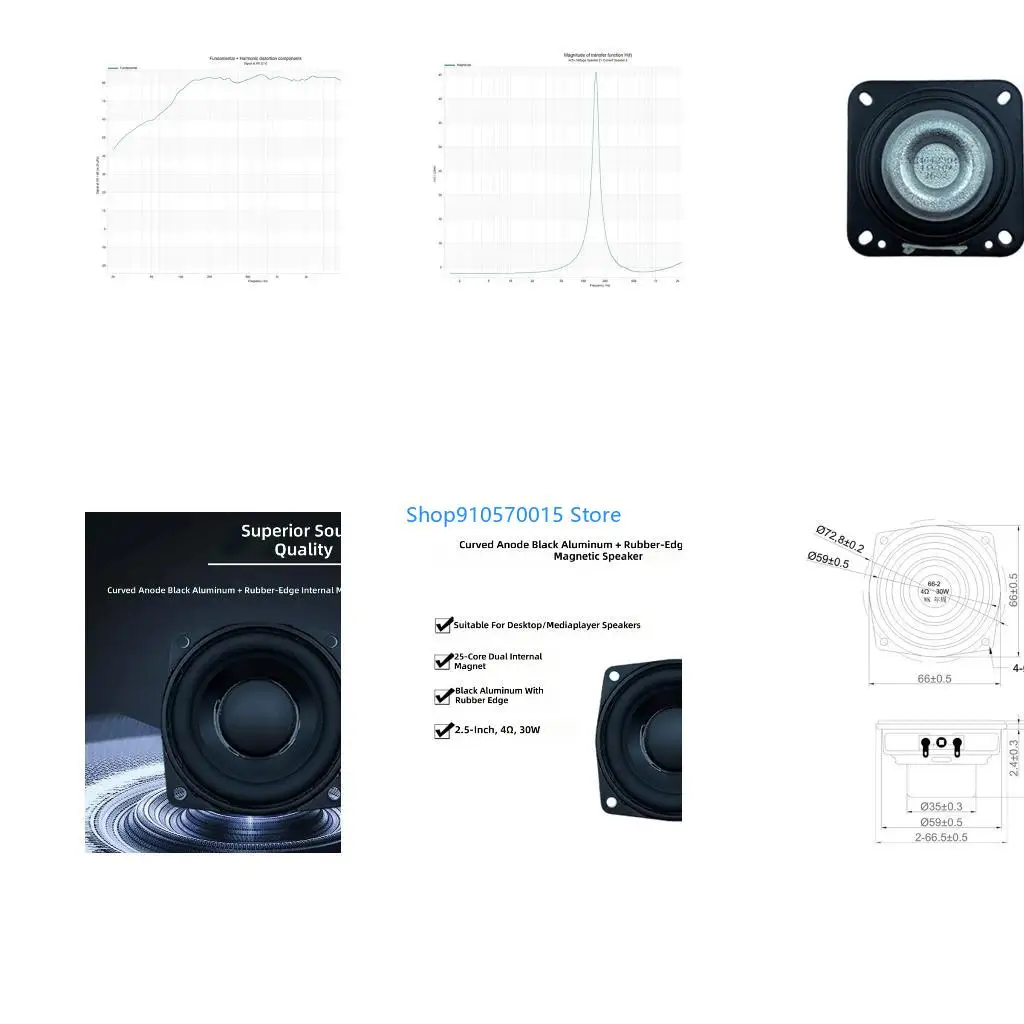 B95C 2.5In Curved Anodized Black Aluminum Woofer With Rubber Surround Speaker Driver For Highly Power Music Systems