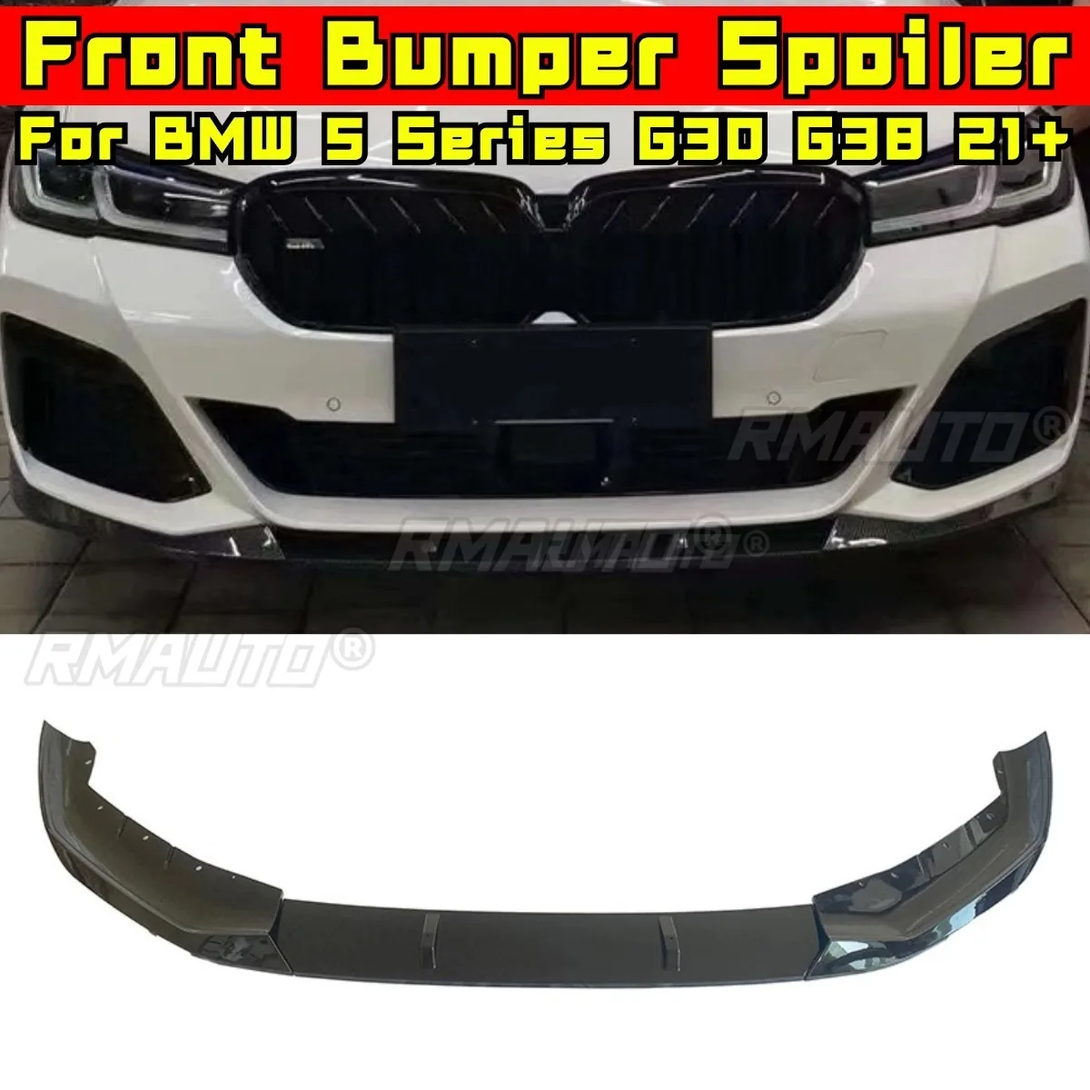 

Car Front Bumper Lip Diffuser Spoiler Glossy Black Modification Part for BMW 5 Series G30 G38 2021+ Car Accessories