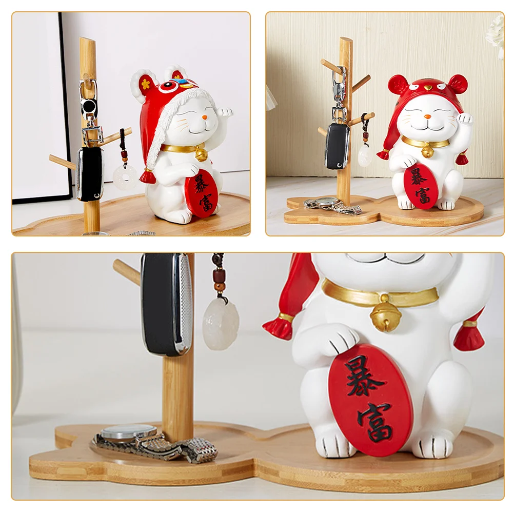 

Wooden Ring Holder Tray Desktop Jewelry Dish Key Storage Stand Tabletop Decorative Organizer For Home Dorm Hotel