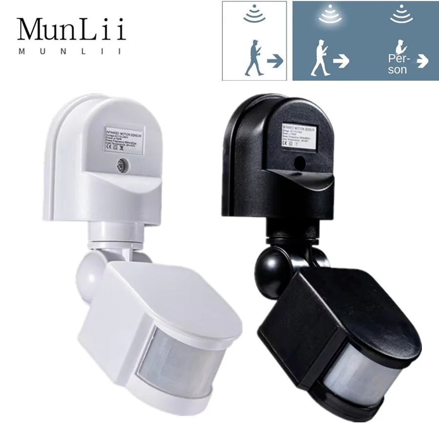 MunLii PIR 모션 센서 스위치, LED 적외선 PIR 모션 센서 감지기, 벽 조명 스위치, AC110V ~ 220V, 도매 직송