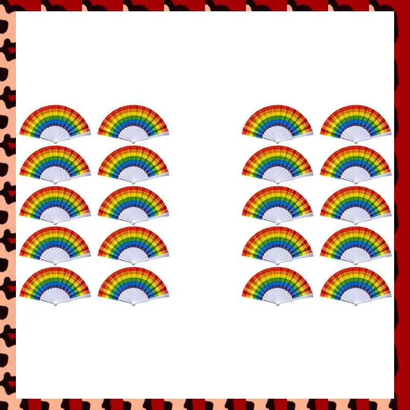 A72P 2X Rainbow Fan Pride Folding Handheld Fans Gay Pride Accessories Rainbow Accessories Decorations Pride Month
