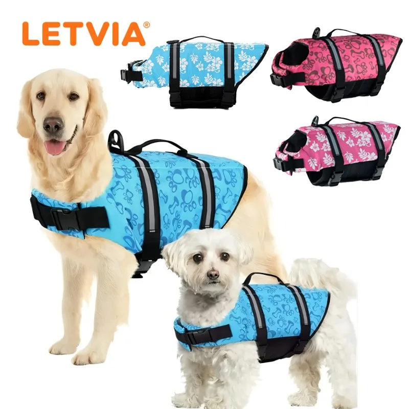 

LETVIA Pet Swimming Life Vest Adjustable Dog Life Jacket with Reflective Stripe Dog Swim Float Vest Cloth for Small To Large Dog