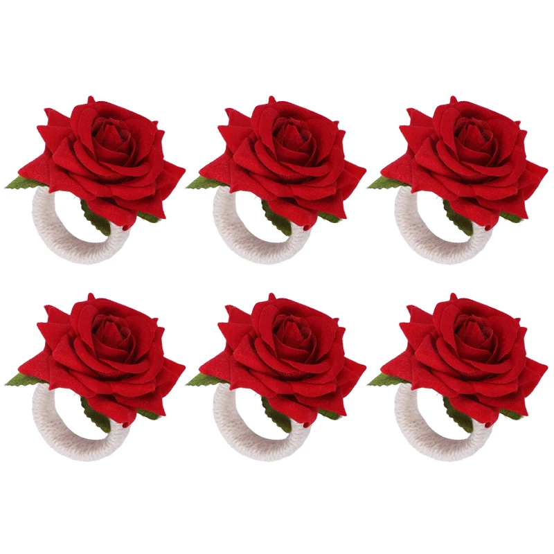 

2-6Pcs Rose Flower Napkin Ring Towel Buckle Wedding Valentines Day Home Table Decoration Birthday Party Christmas Napkin Holder