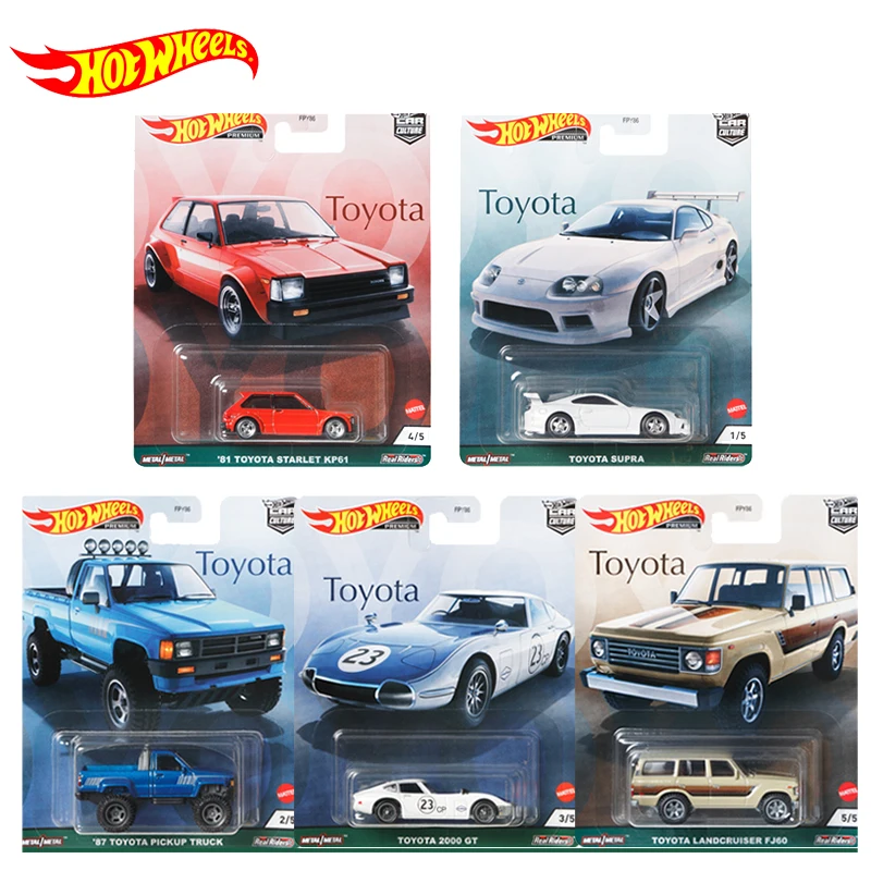 Original Hot Wheels Car Culture Series collezione classica modello di auto in lega Toyota Suit Toys for Boys Iron Bottom gomma Tire Gift