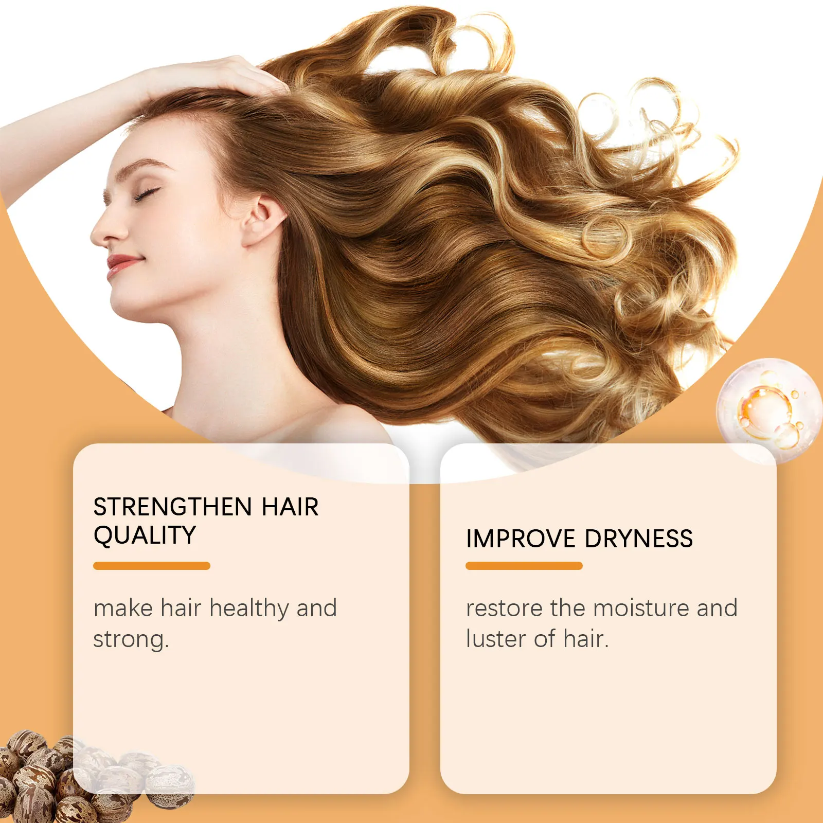 Crema per capelli all'olio di ricino Nessuna pulizia Rafforza la radice dei capelli Riduce la forfora Migliora la secchezza Anti crespo Nutrire Ripara la cura dei capelli danneggiati