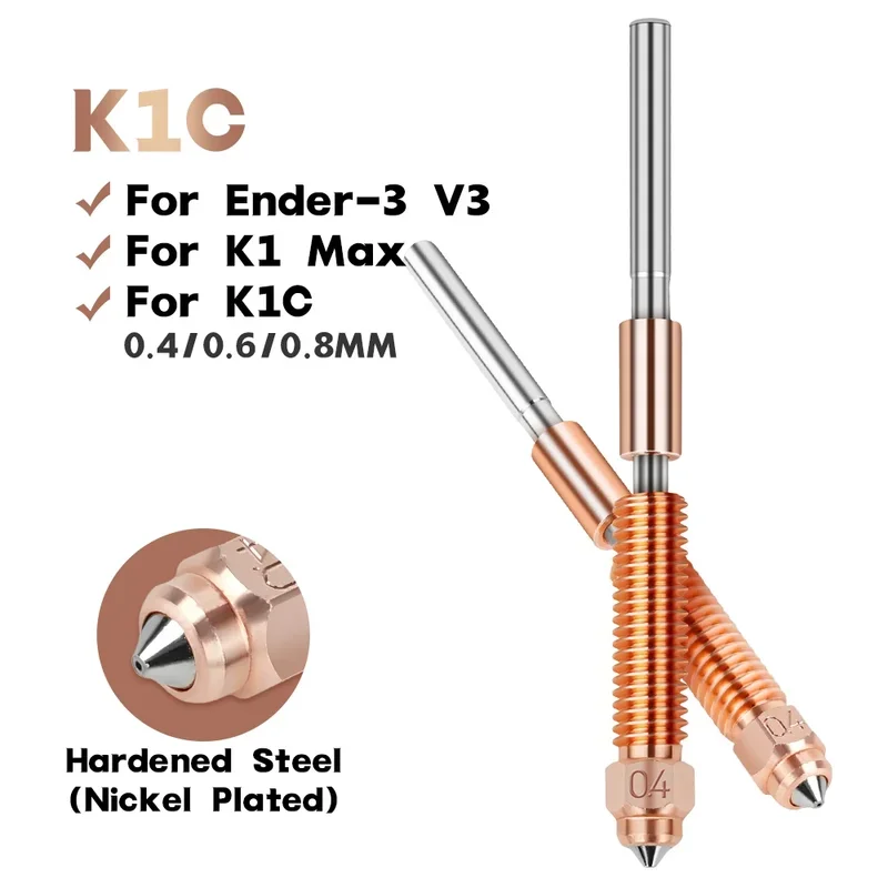 K1C All-in-one Copper Titanium Nozzle High Flow Upgraded 0.4 0.6 0.8mm Quick-Swap Nozzle For Creality K1 Max K1C Ender-3 V3