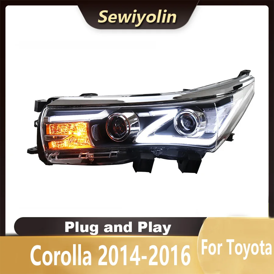 

For Toyota Corolla 2014-2016 Car LED Headlight Auto Head lamp Reverse Brake Fog Front lights DRL Plug and Play IP67 2pcs/Set