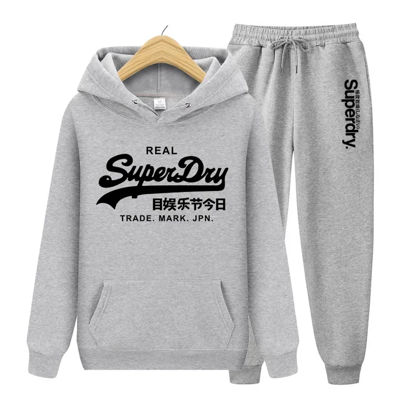 2025 new men's hooded pullover sweatpants, sports casual jogging sportswear, women's streetwear 2-piece set