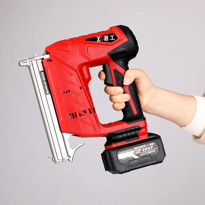 Lithium Electric Nail Gun, Household Woodworking DIY Tool, Portable Stapler Fits 1022 Staples, WPC Nails & F30 Straight Nails
