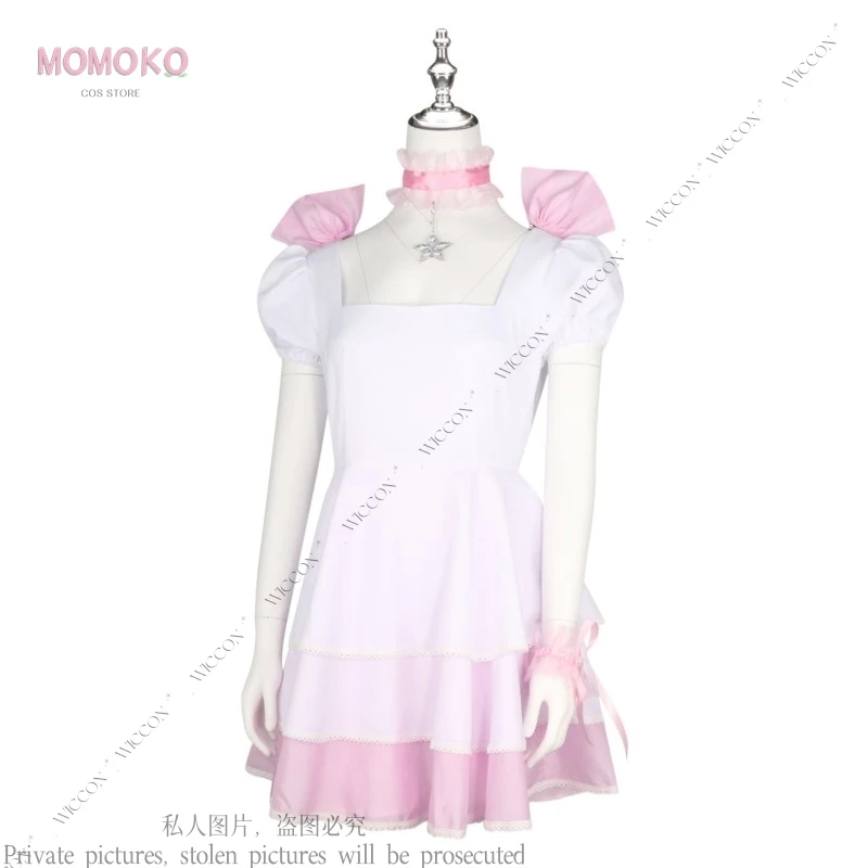 Kinomoto Sakura Anime Cosplay Costume Wig Shoes Pink White Dress Lolita Woman Kawaii Birthday Party Suit Sakura Card Bustle