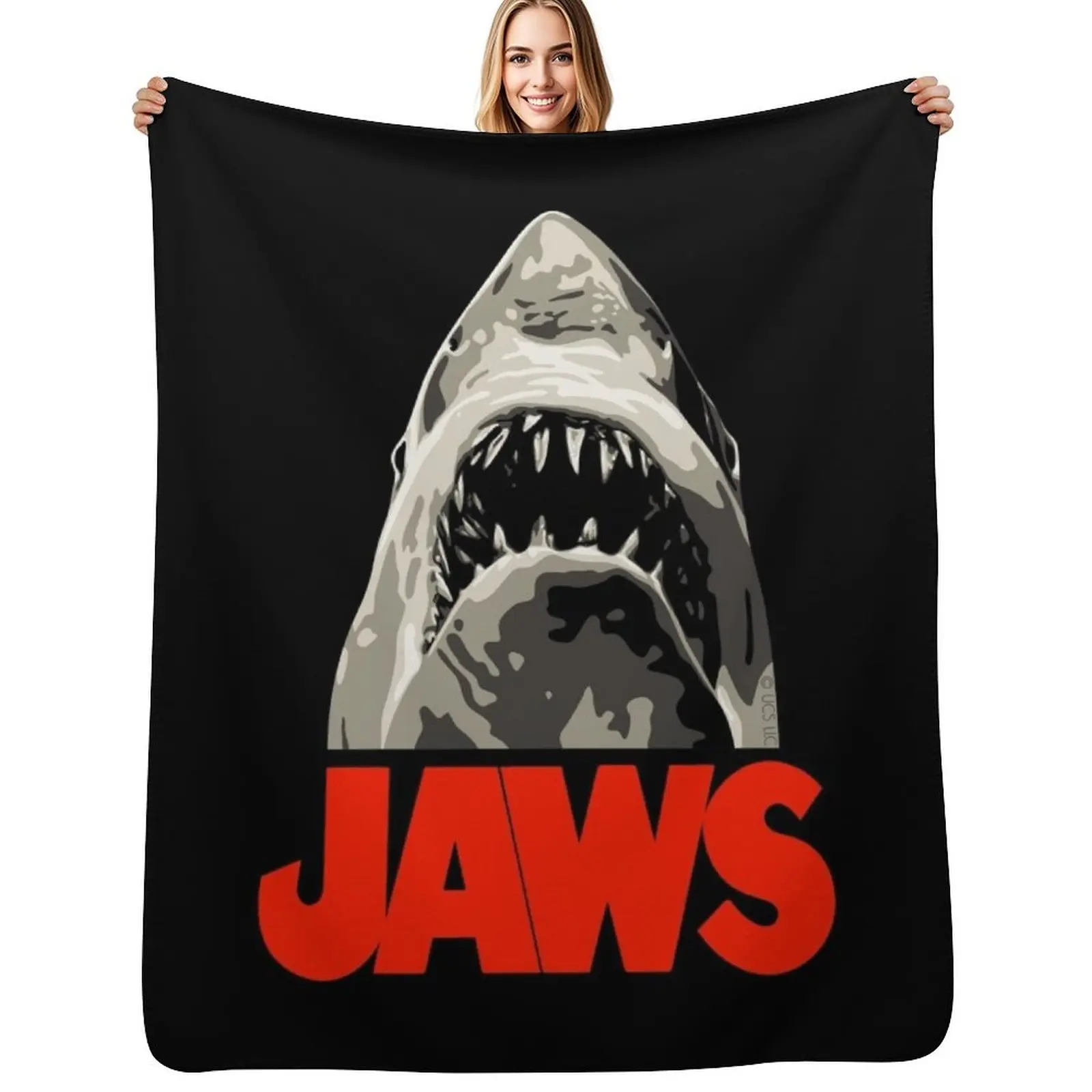 

JAWS - Great White Shark Throw Blanket Hairy Soft Plaid Soft Beds heavy to sleep Blankets
