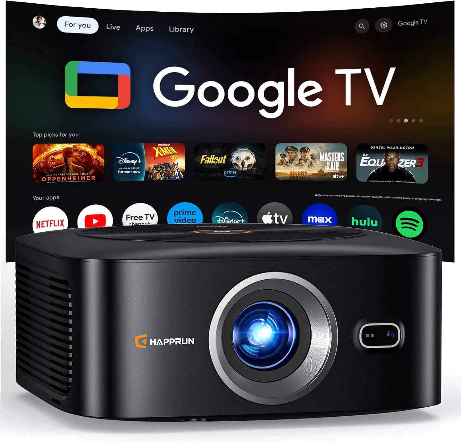 

Smart Projector 4k Full Hd Home Theater Auto Focus Dolby Sound Wi Fi Bluetooth Built In Apps Supports Phone Pc Indoor Outdoor Us