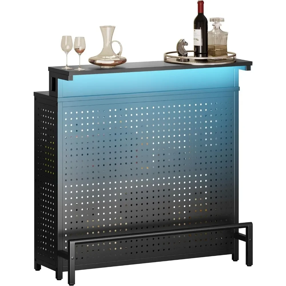 

Mini family bar unit with music sensing LED lights, alcohol and coffee rack with counter high pole desktop alcohol storage rack