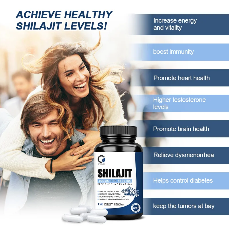 Shilajit Capsules, Endurance, Vitality, Brain Support, with Natural Fulvic Acid, 120 Capsules Dietary Supplement