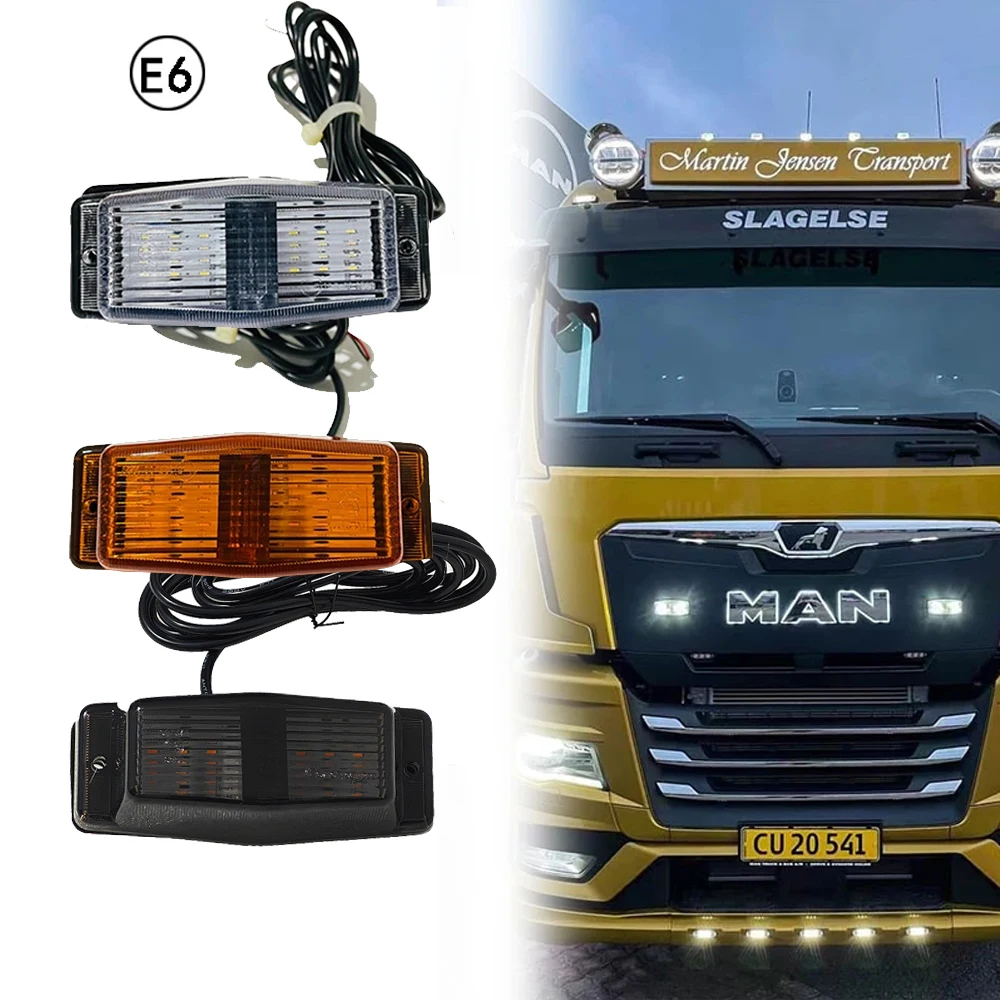 2 PCS AMBER WHITE LED FRONT DOUBLE BURNER / POLE MARKER LIGHT LAMP RETRO FOR  SCANIA BENZ VOLVO MAN TRUCK LORRY