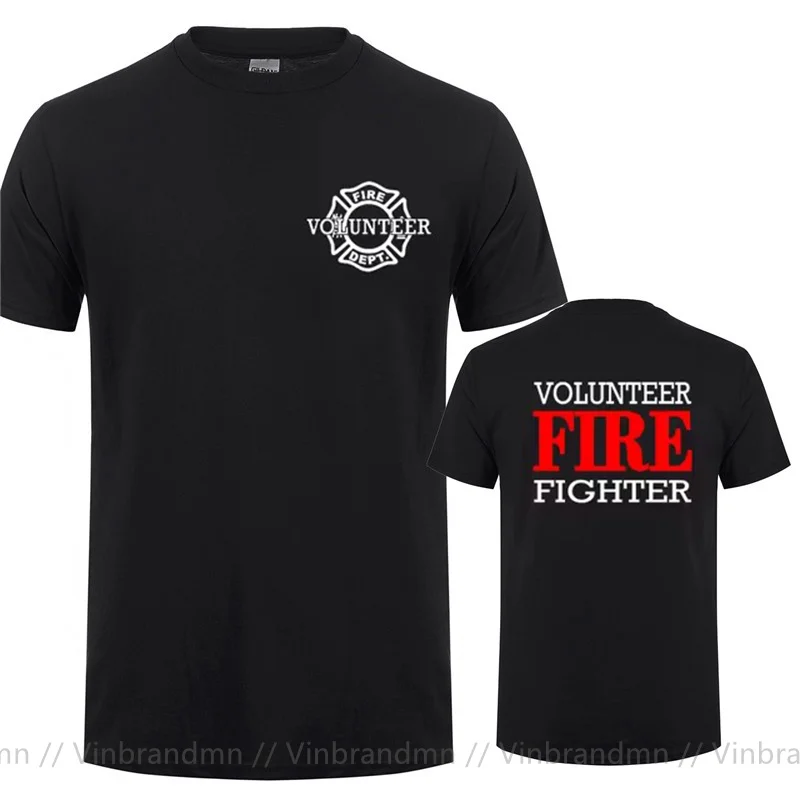 Double Sides Printing Firefighter Volunteer T Shirt Mans Fire Rescue Cool Fashion Short Sleeve Men Fireman Tshirts men