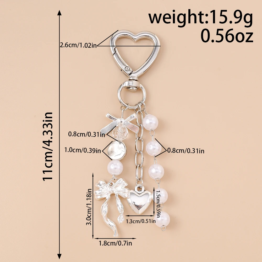Aihua süße Y2K Metall Perle Liebe Herz Schleife Schlüsselanhänger für Frauen Mädchen Handtasche Anhänger DIY Schlüsselanhänger handgemachte Schmuck Geschenke – Detail 15