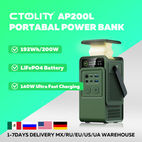 CTOLITY AP200L 200W Portable Power Bank 192Wh Camping LiFePO4 Battery PD3.1 140W Ultra Fast Charging DC Solar Supply Generator